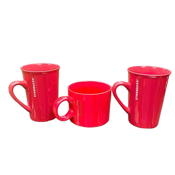 3‎ MUG Cup STARBUCKS RED Ceramic Coffee Tea - Picture 2 of 12
